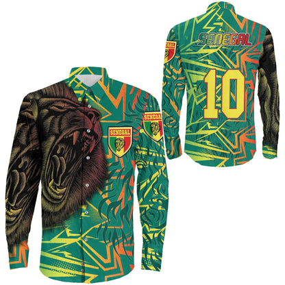 Clothing Senegal Lion Pattern Sport Long Sleeve Button Shirt