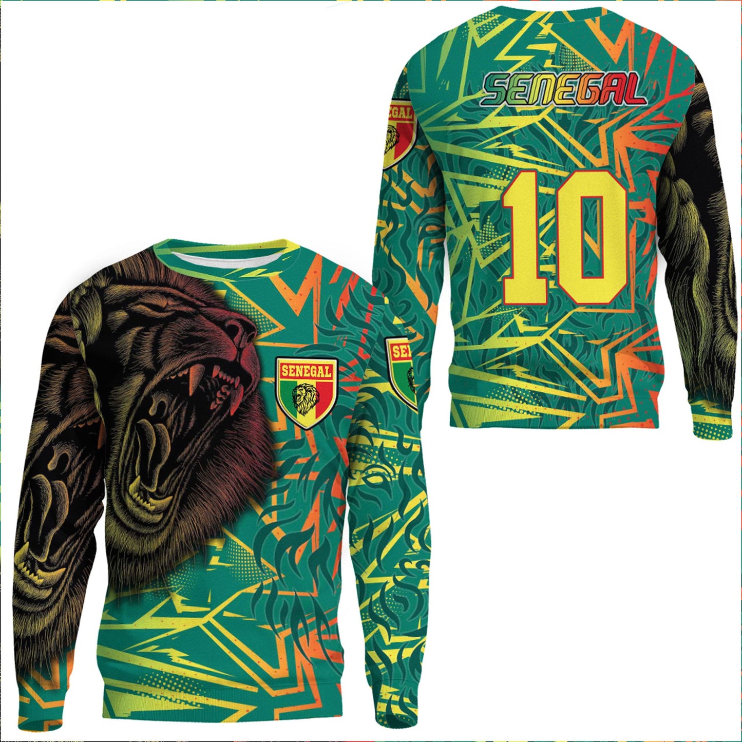 Clothing Senegal Lion Pattern Sport Sweatshirts