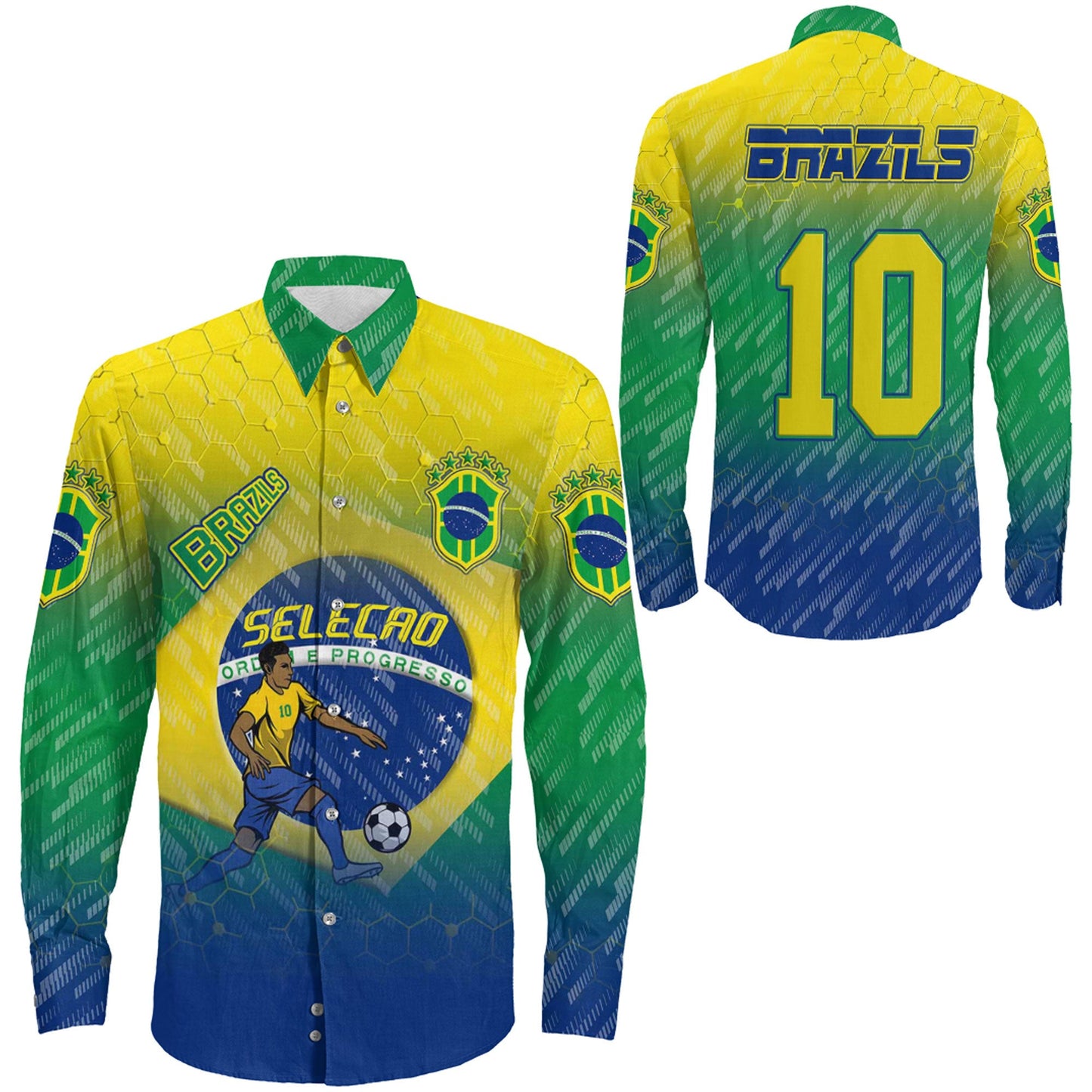 Clothing Brazils Gradiant Sporty Style Long Sleeve Button Shirt