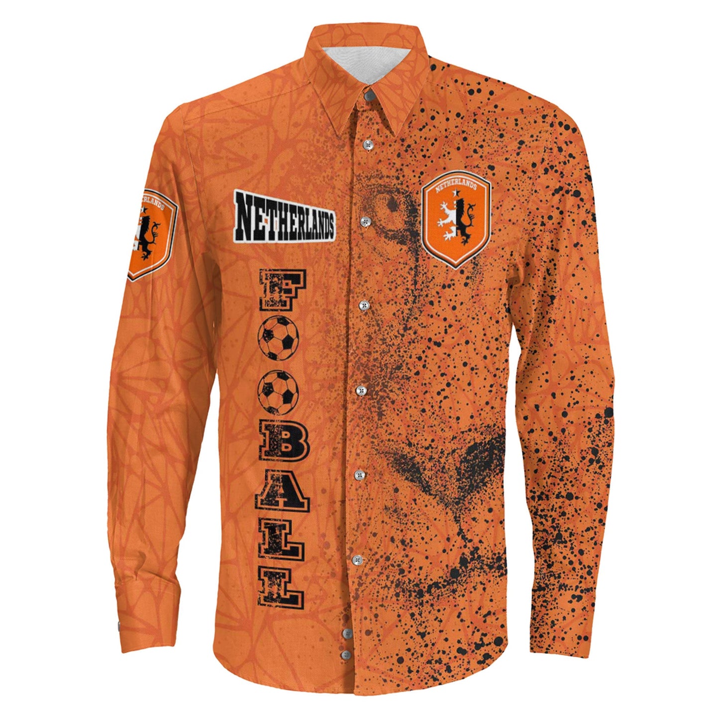 Clothing Netherlands Lion Style Football Long Sleeve Button Shirt