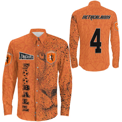 Clothing Netherlands Lion Style Football Long Sleeve Button Shirt