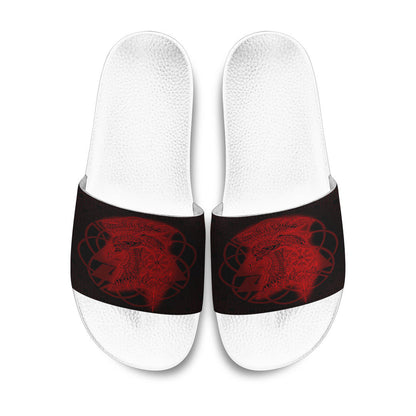 Slide Sandals Raven Valknut Red Viking Slide Sandals