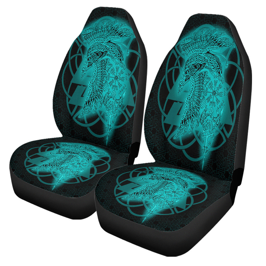 Car Seat Covers Raven Valknut Turquoise Viking Car Seat Covers
