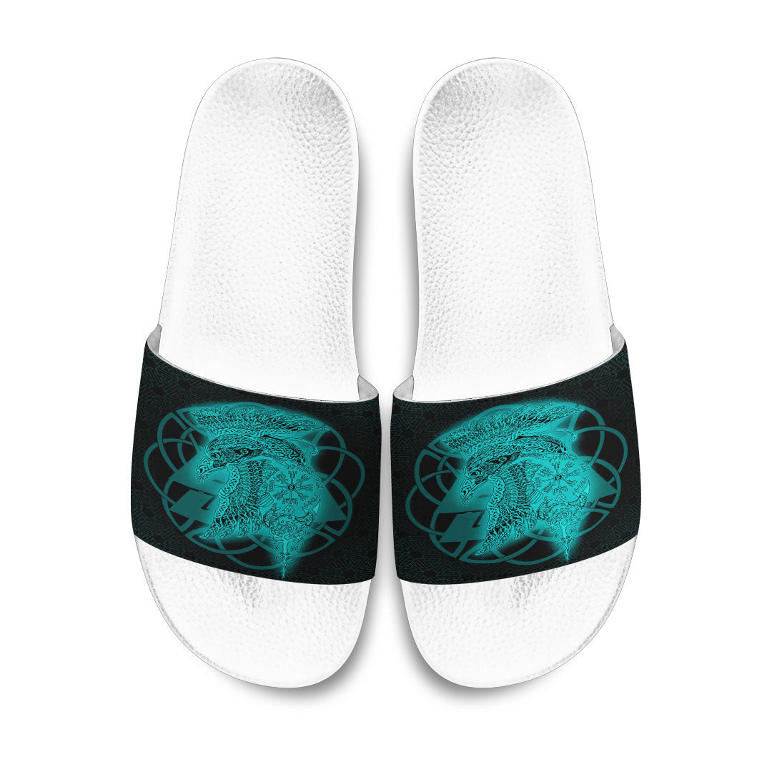Slide Sandals Raven Valknut Turquoise Viking Slide Sandals