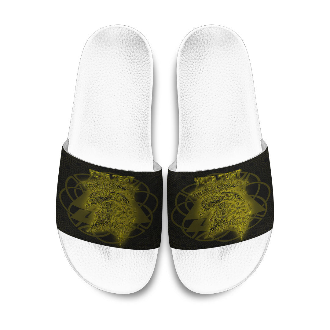 Slide Sandals Valknut Raven Gold Viking Slide Sandals