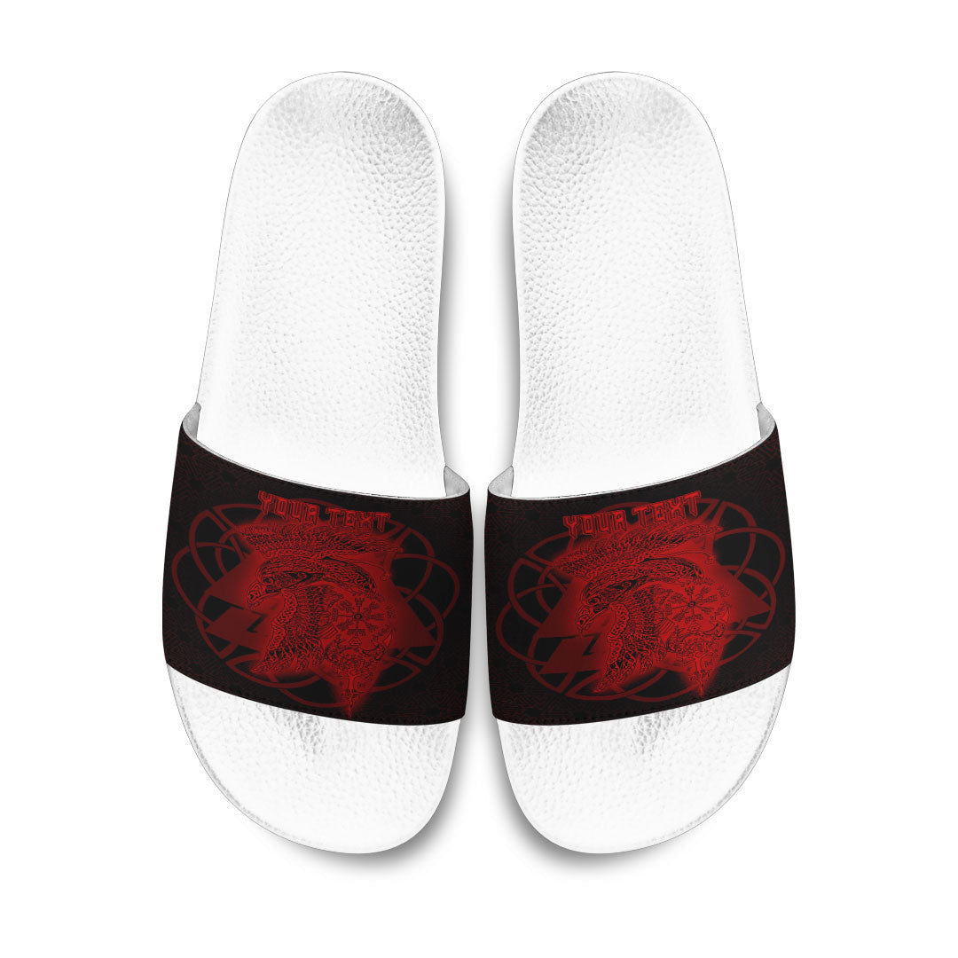 Slide Sandals Valknut Raven Red Viking Slide Sandals