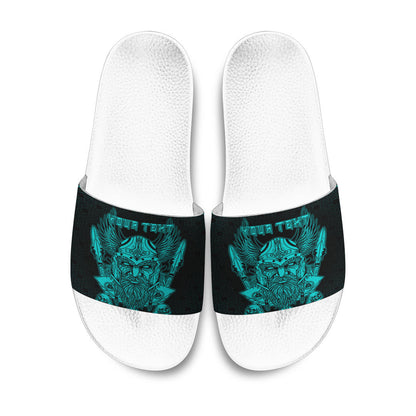 Slide Sandals Custom Odin And Raven Turquoise Viking Slide Sandals