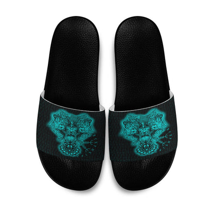 Slide Sandals Odin And Raven Wolf Turquoise Viking Slide Sandals