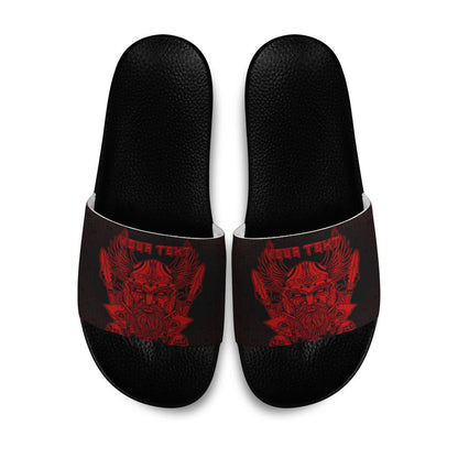 Slide Sandals Custom Odin And Raven Red Viking Slide Sandals