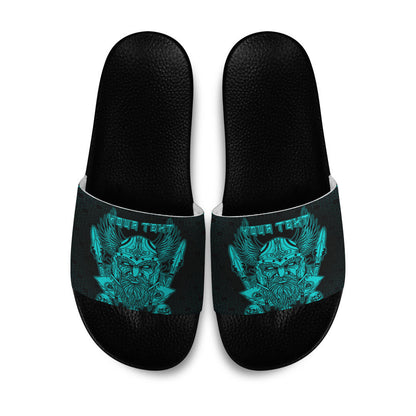 Slide Sandals Custom Odin And Raven Turquoise Viking Slide Sandals