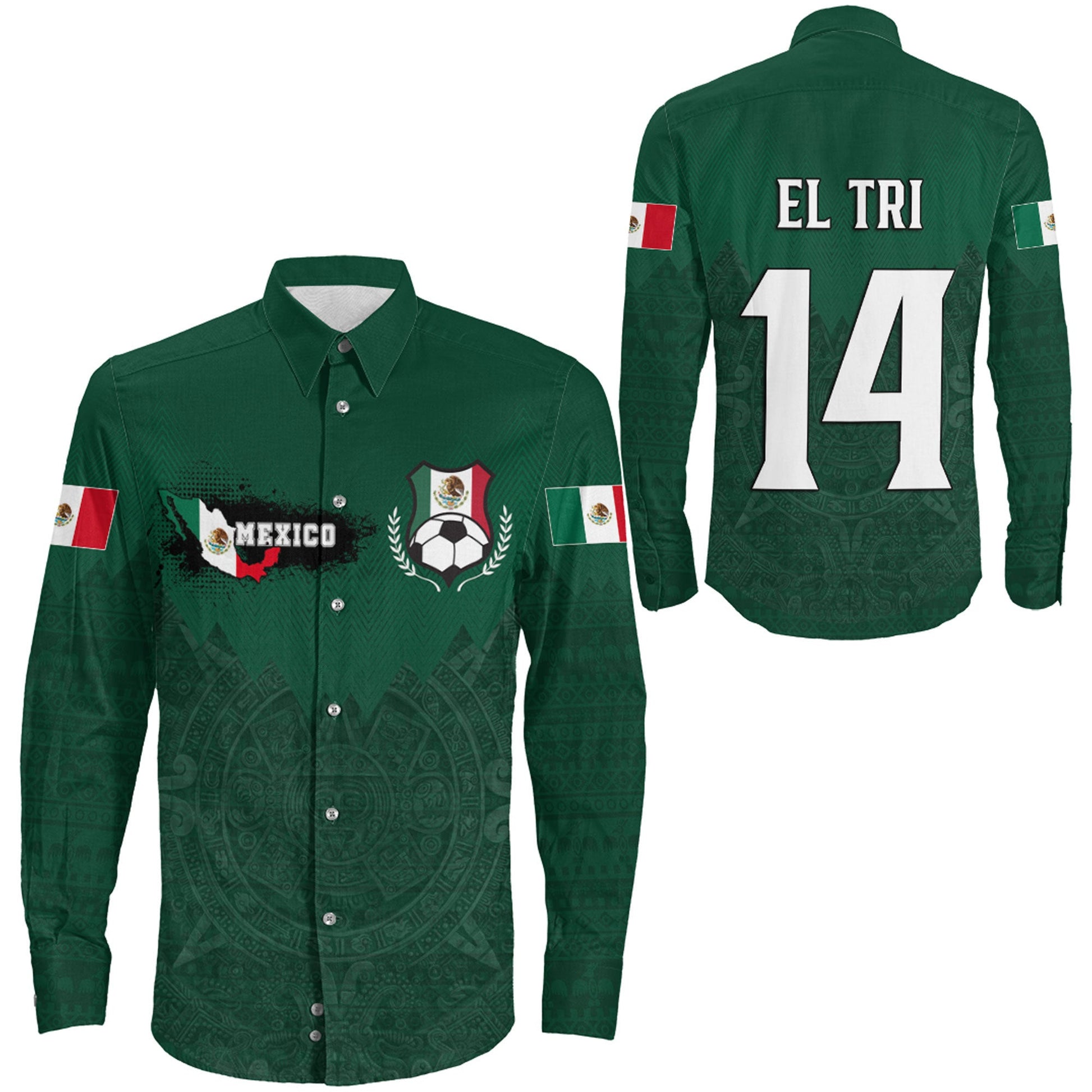 Clothing Mexico El Tri Football Long Sleeve Button Shirt