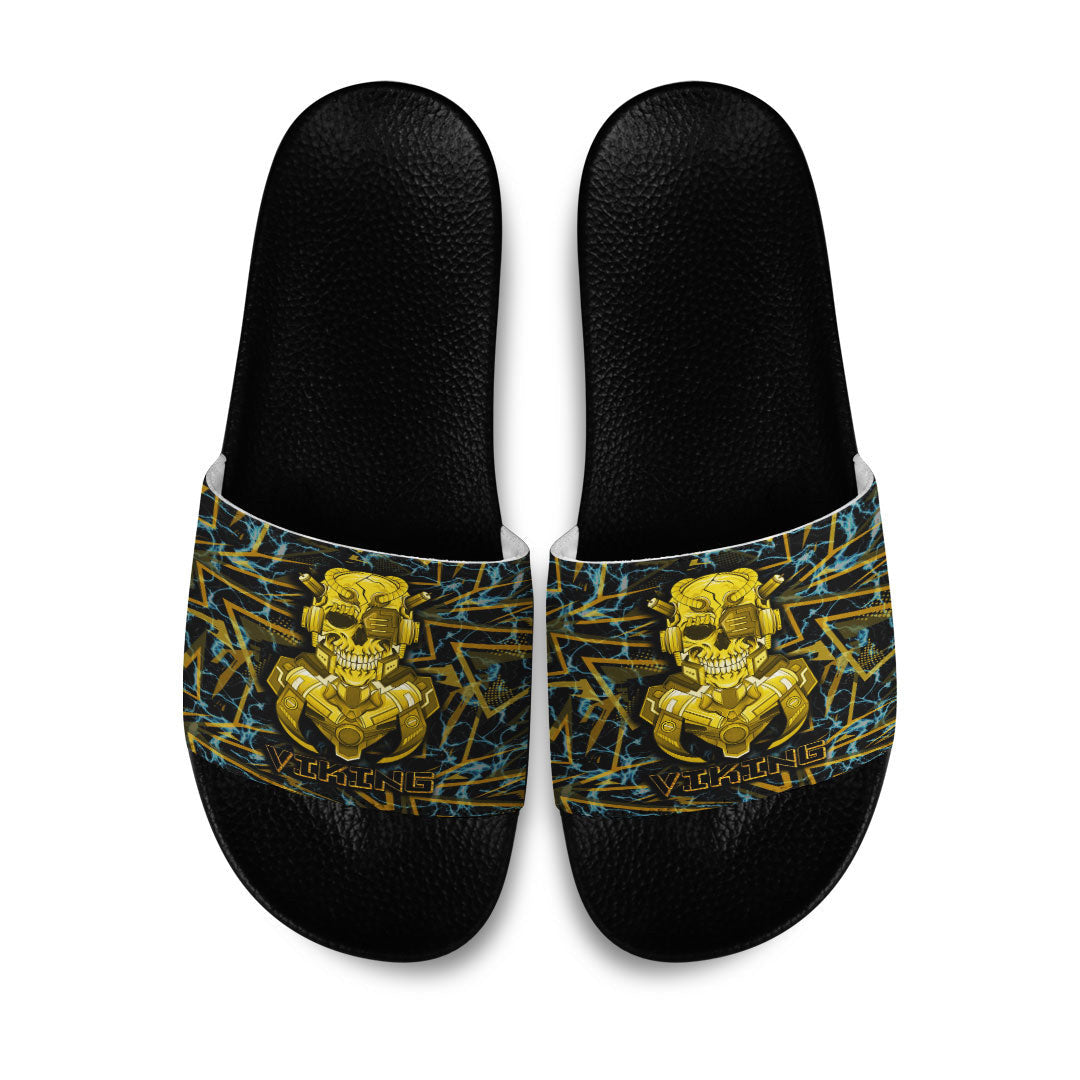Slide Sandals Viking 3D Warrior Robo Gold Storm Pattern Slide Sandals