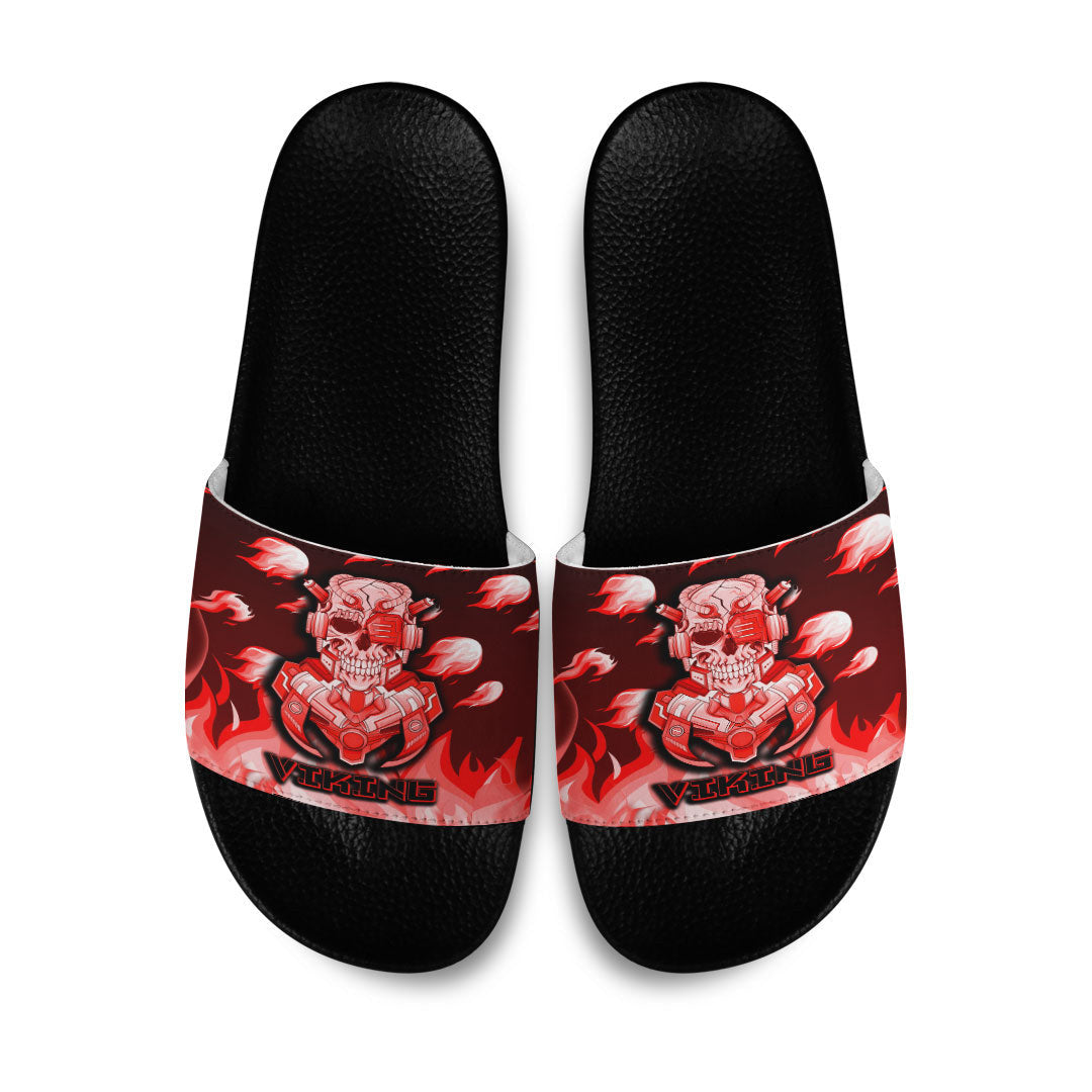 Slide Sandals Viking 3D Warrior Robo Red Fire Pattern Slide Sandals