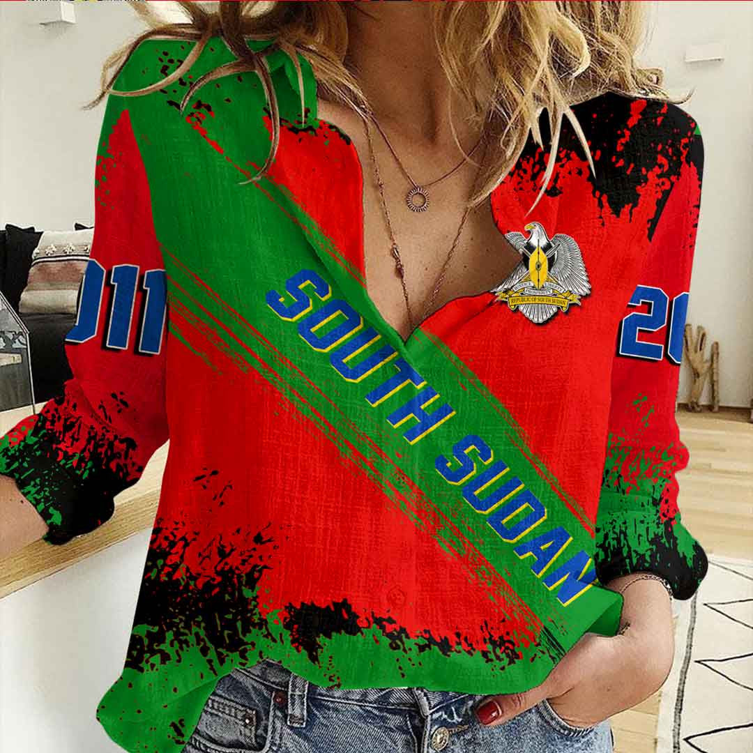 Clothing South Sudan Founded Brush Pattern Women's Casual Shirt