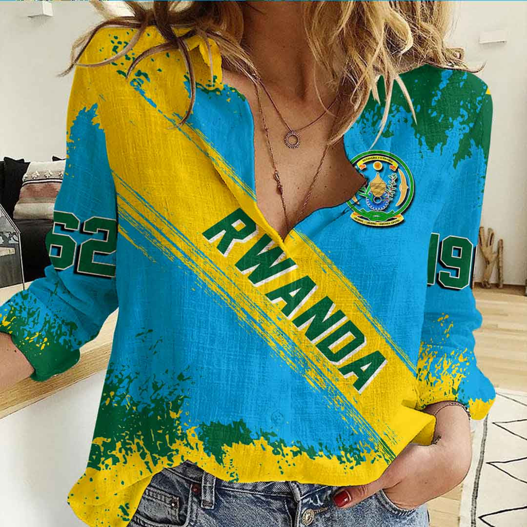 Clothing Rwanda Founded Brush Pattern Women's Casual Shirt