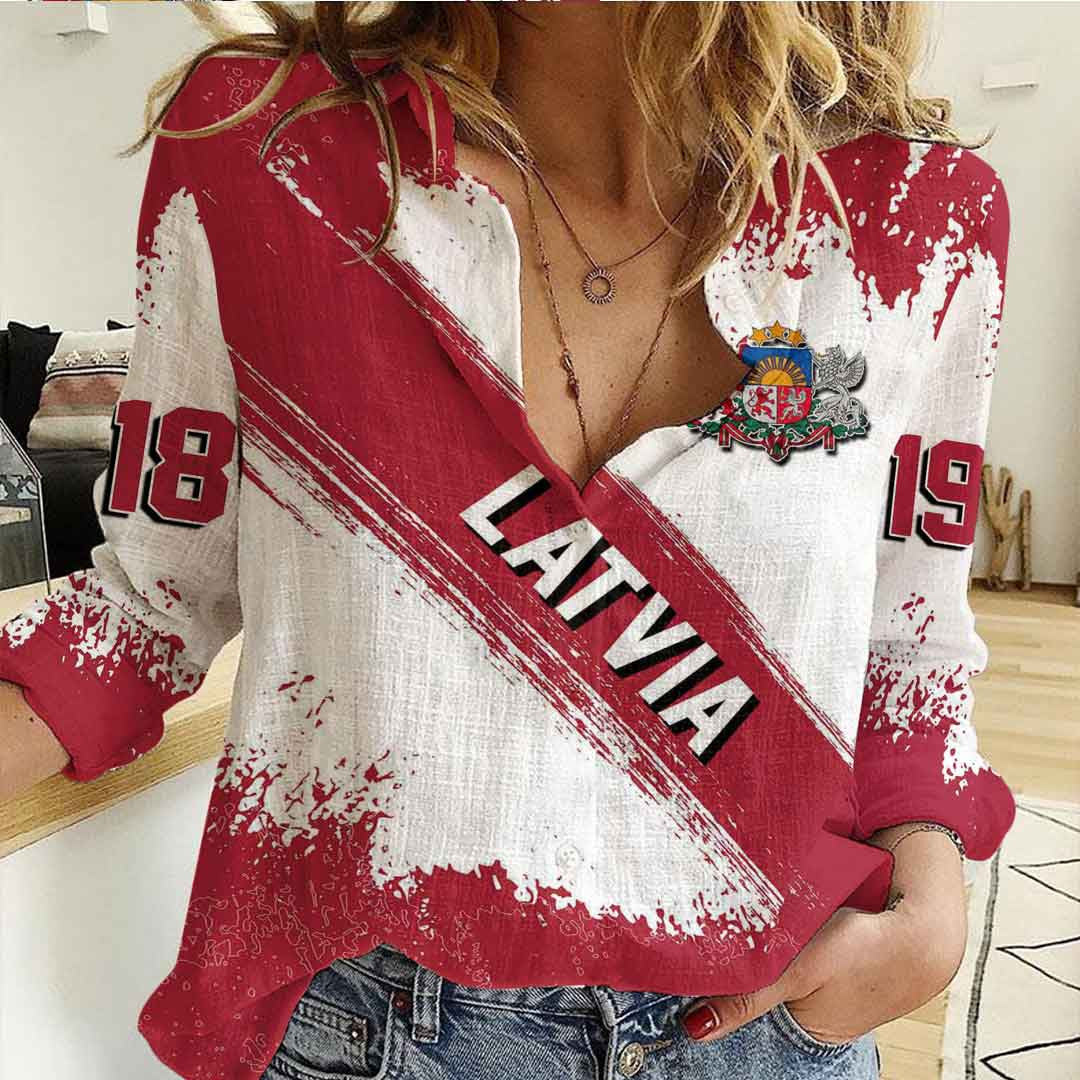 Clothing Latvia Founded Brush Pattern Women's Casual Shirt
