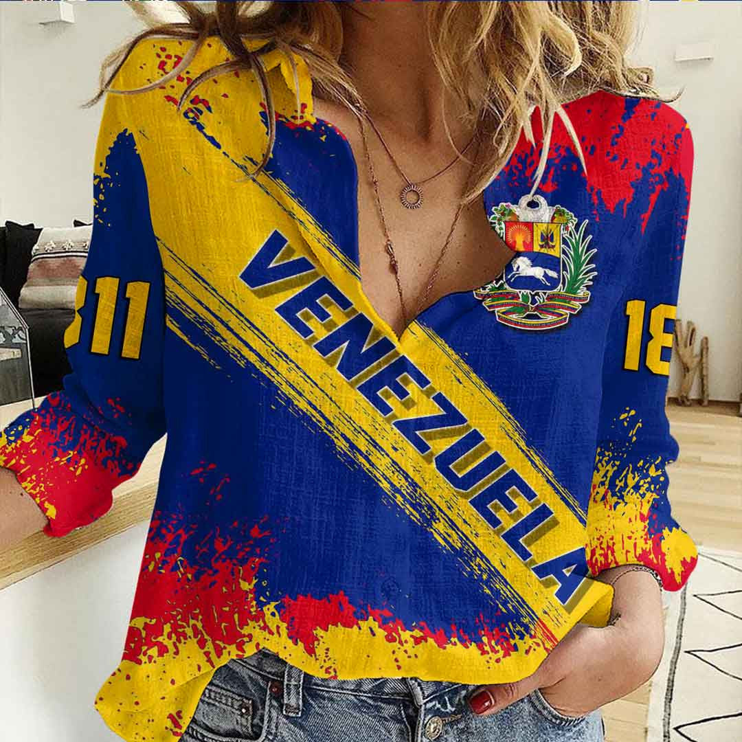 Clothing Venezuela Founded Brush Pattern Women's Casual Shirt