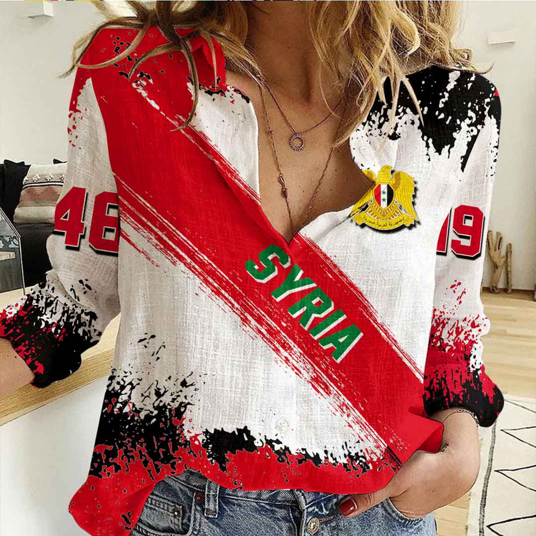 Clothing Syria Founded Brush Pattern Women's Casual Shirt