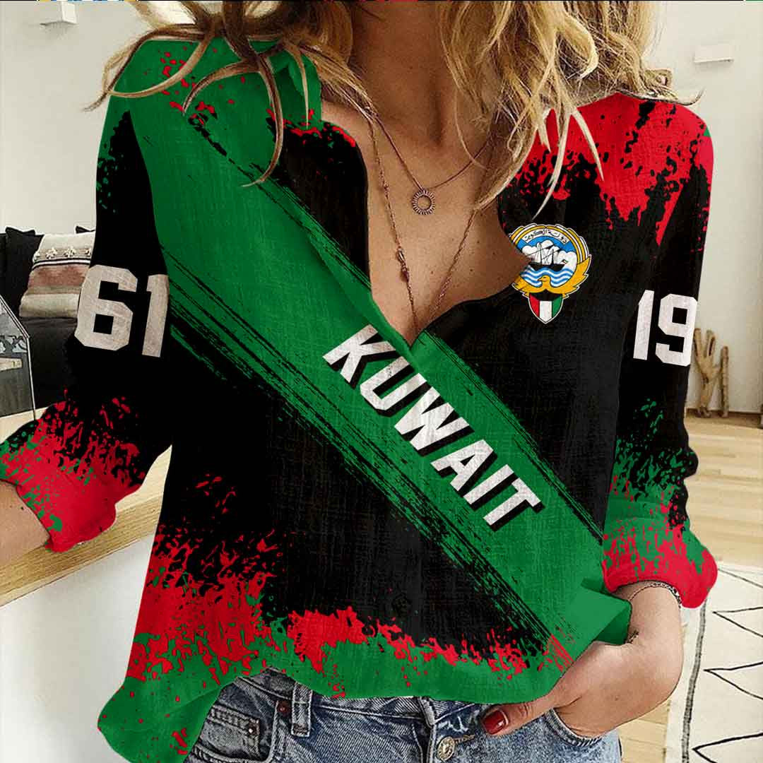 Clothing Kuwait Founded Brush Pattern Women's Casual Shirt