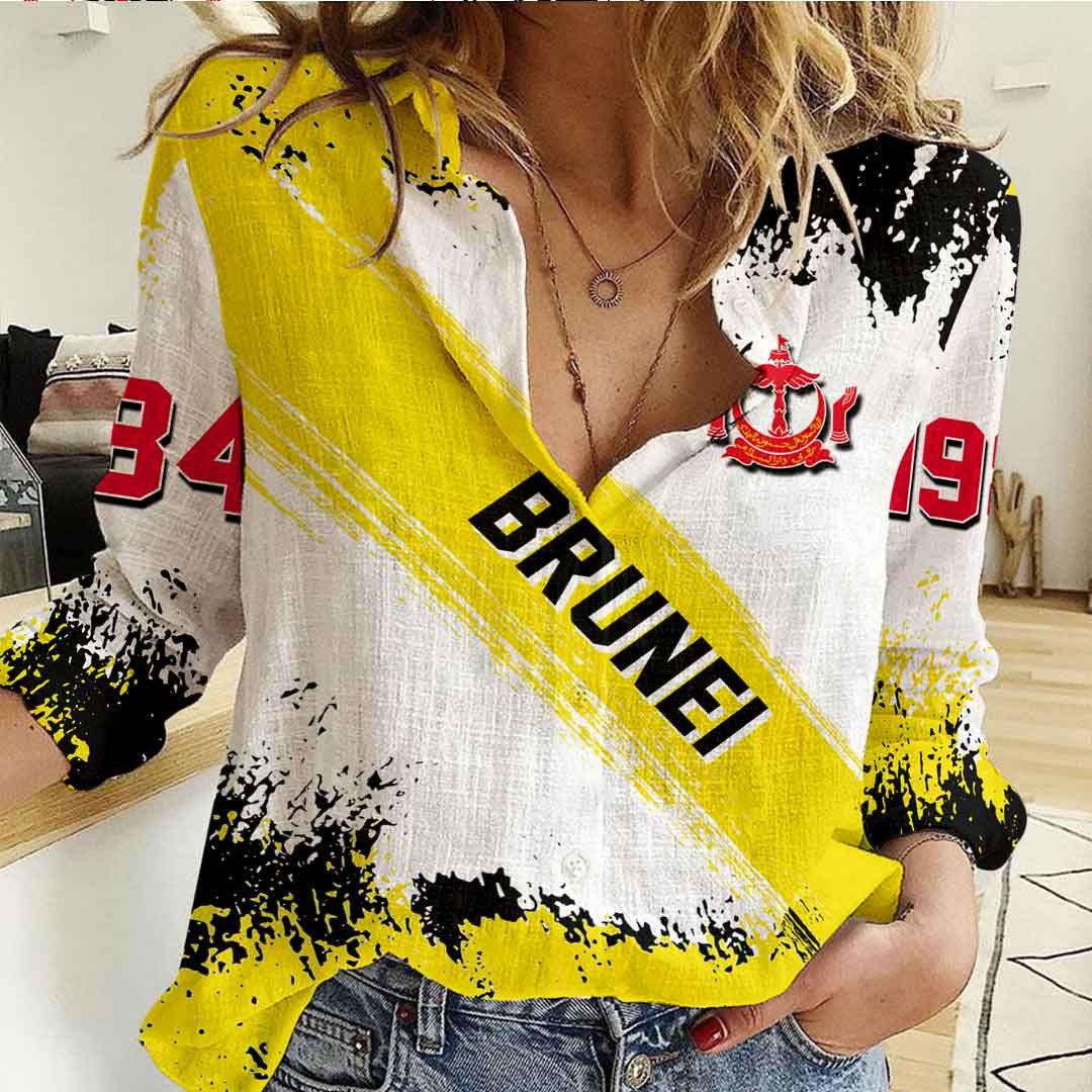 Clothing Brunei Founded Brush Pattern Women's Casual Shirt