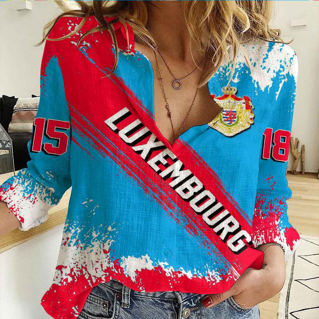 Clothing Luxembourg Founded Brush Pattern Women's Casual Shirt