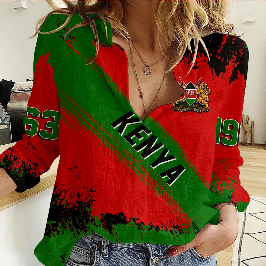 Clothing Kenya Founded Brush Pattern Women's Casual Shirt