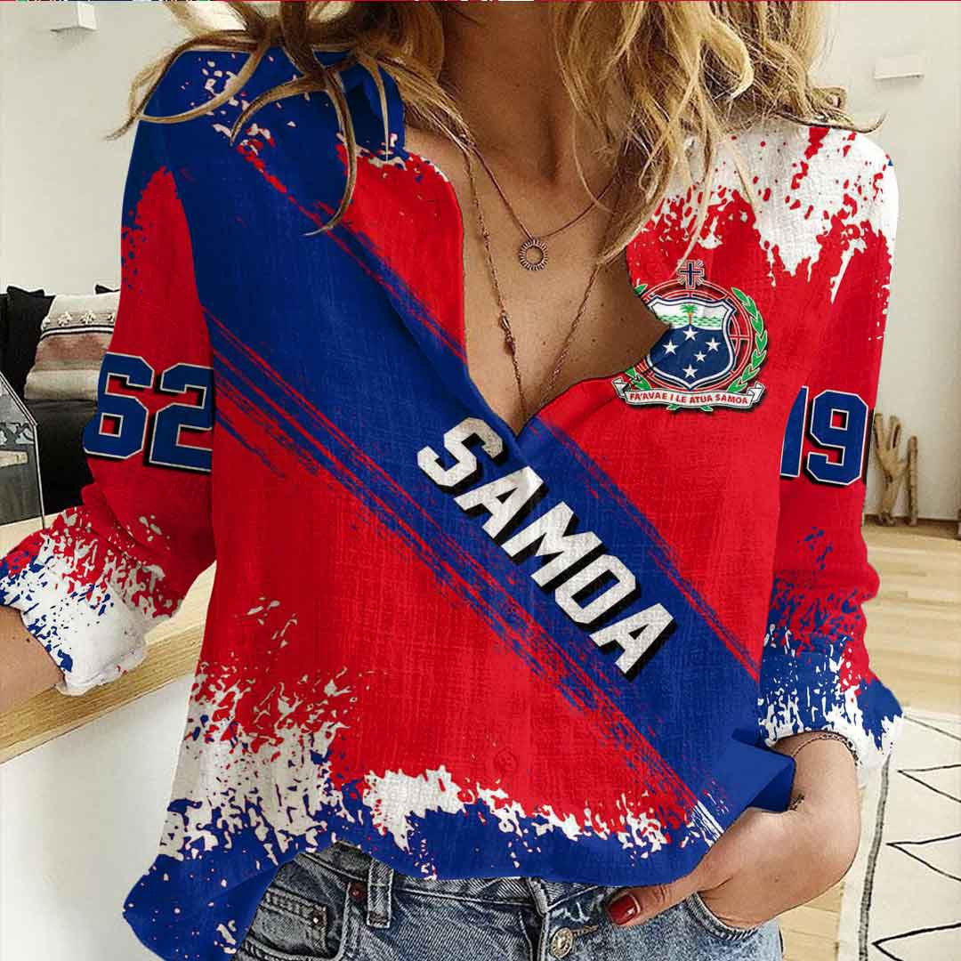 Clothing Samoa Founded Brush Pattern Women's Casual Shirt