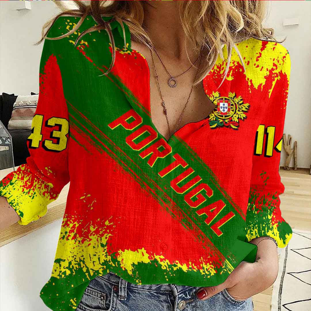 Clothing Portugal Founded Brush Pattern Women's Casual Shirt