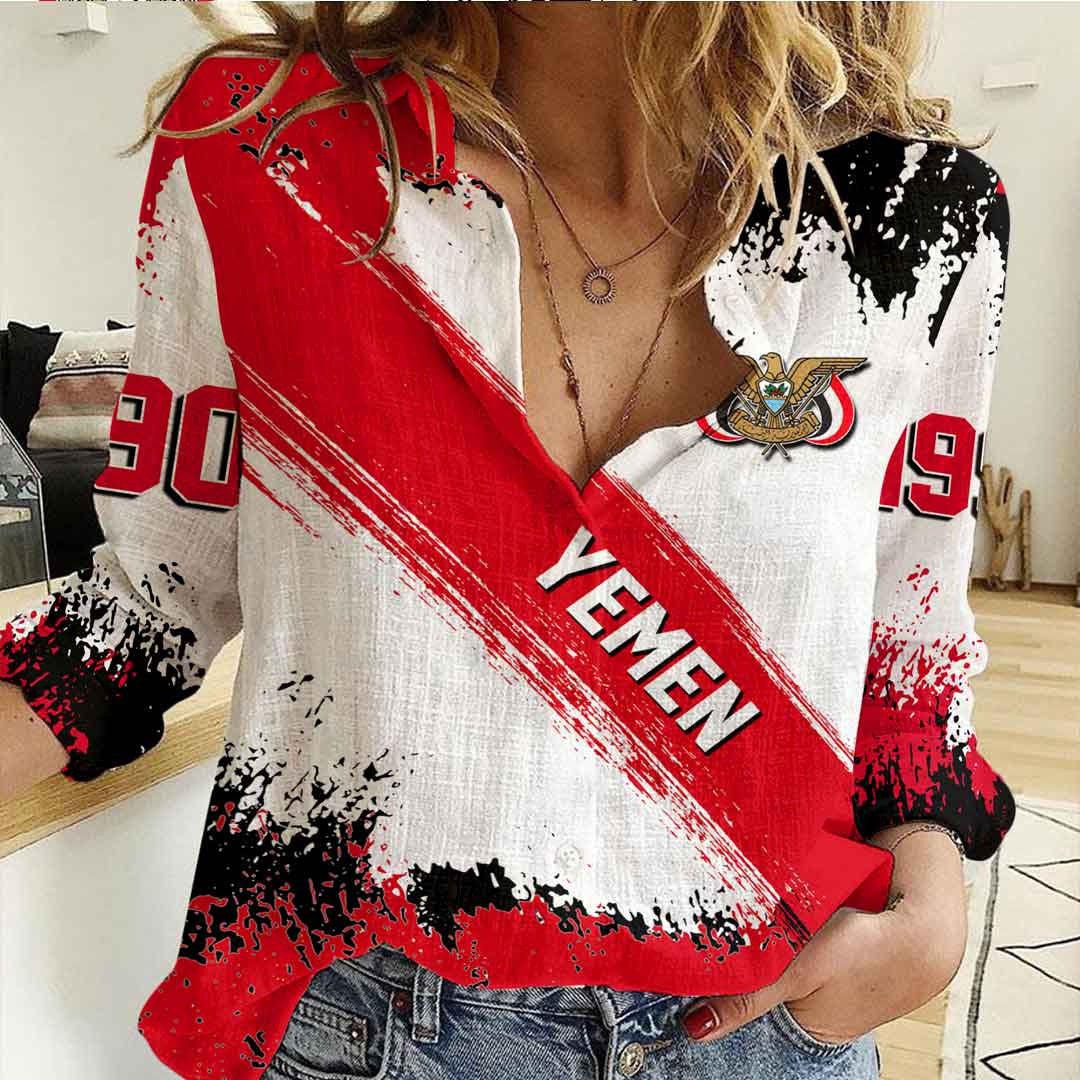 Clothing Yemen Founded Brush Pattern Women's Casual Shirt