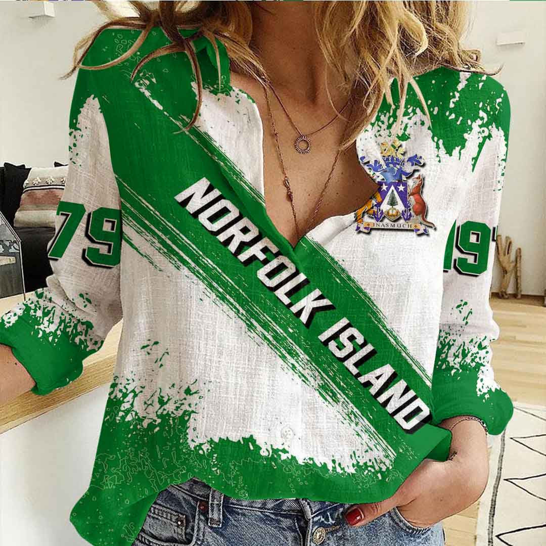 Clothing Norfolk Island Founded Brush Pattern Women's Casual Shirt