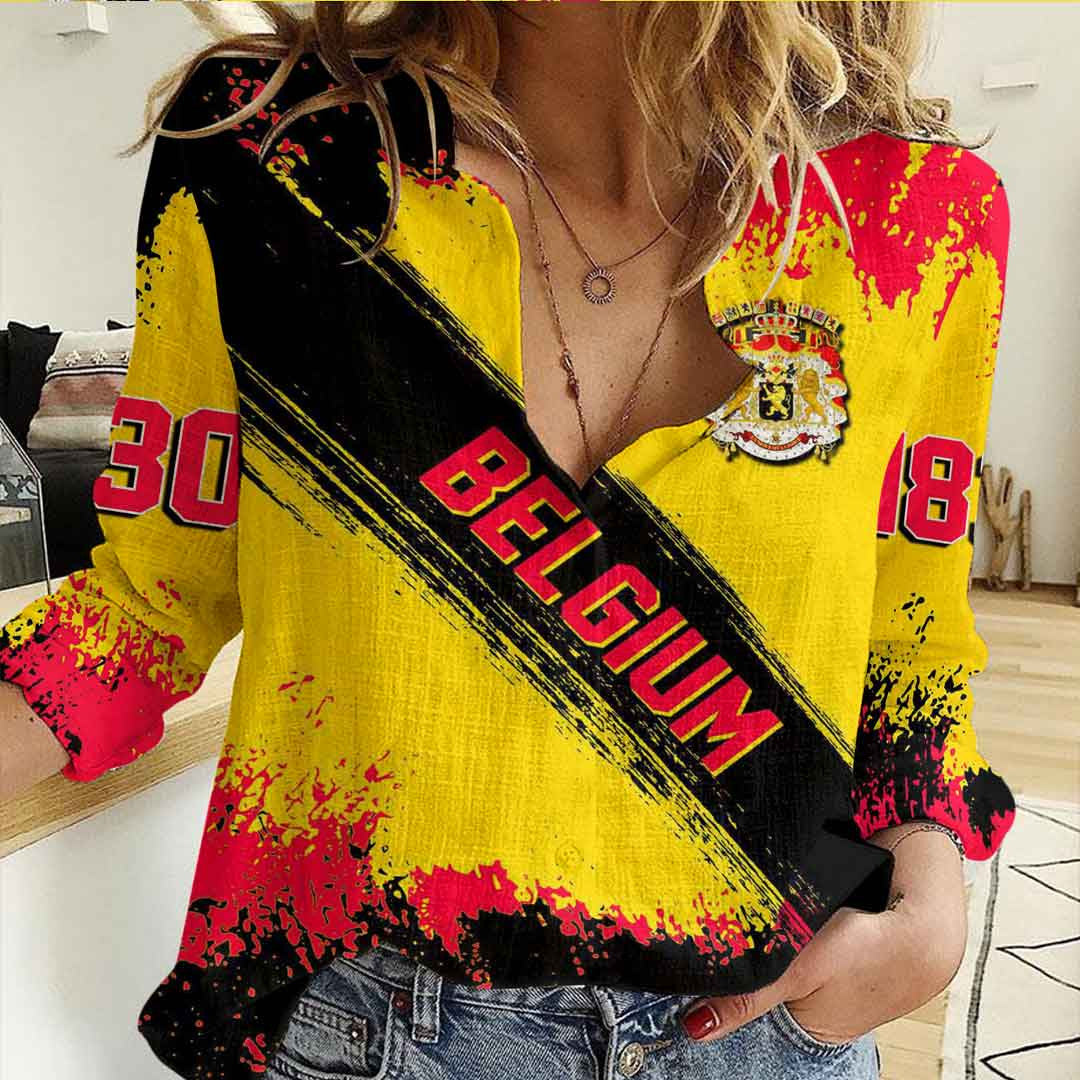 Clothing Belgium Founded Brush Pattern Women's Casual Shirt