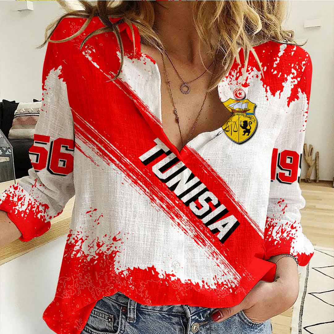 Clothing Tunisia Founded Brush Pattern Women's Casual Shirt