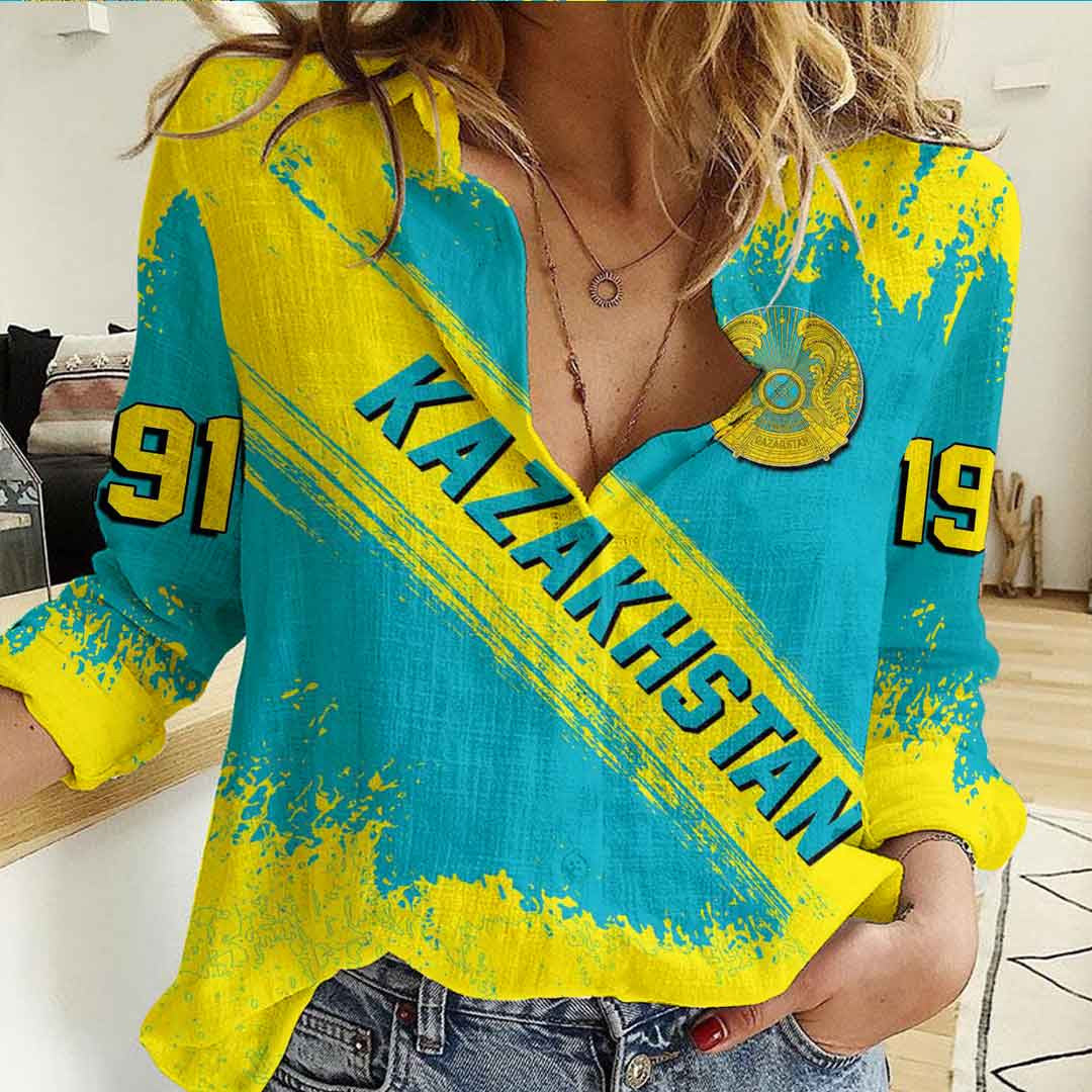 Clothing Kazakhstan Founded Brush Pattern Women's Casual Shirt