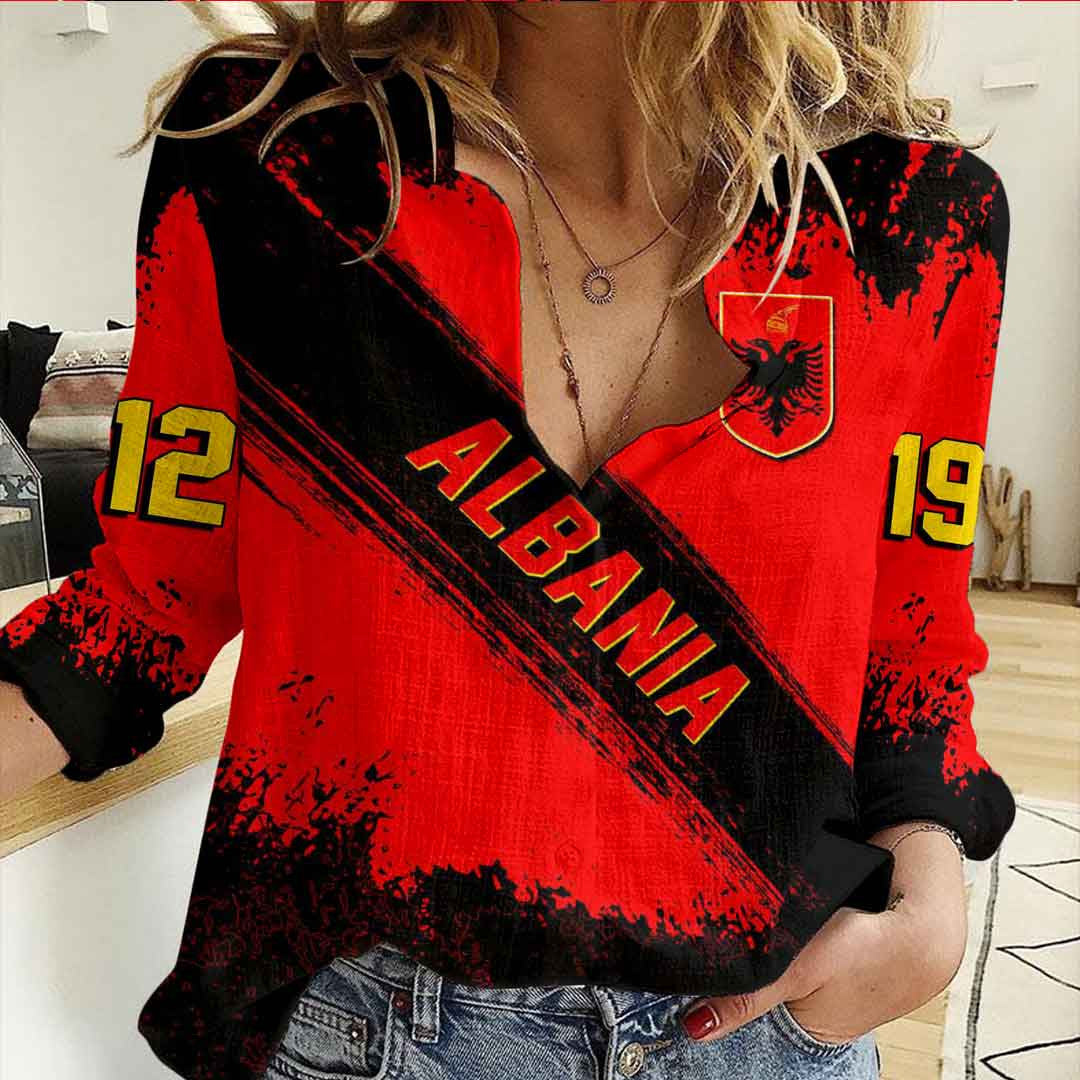 Clothing Albania Founded Brush Pattern Women's Casual Shirt