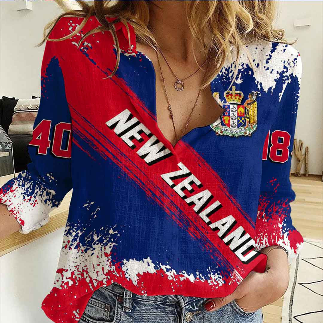 Clothing New Zealand Founded Brush Pattern Women's Casual Shirt