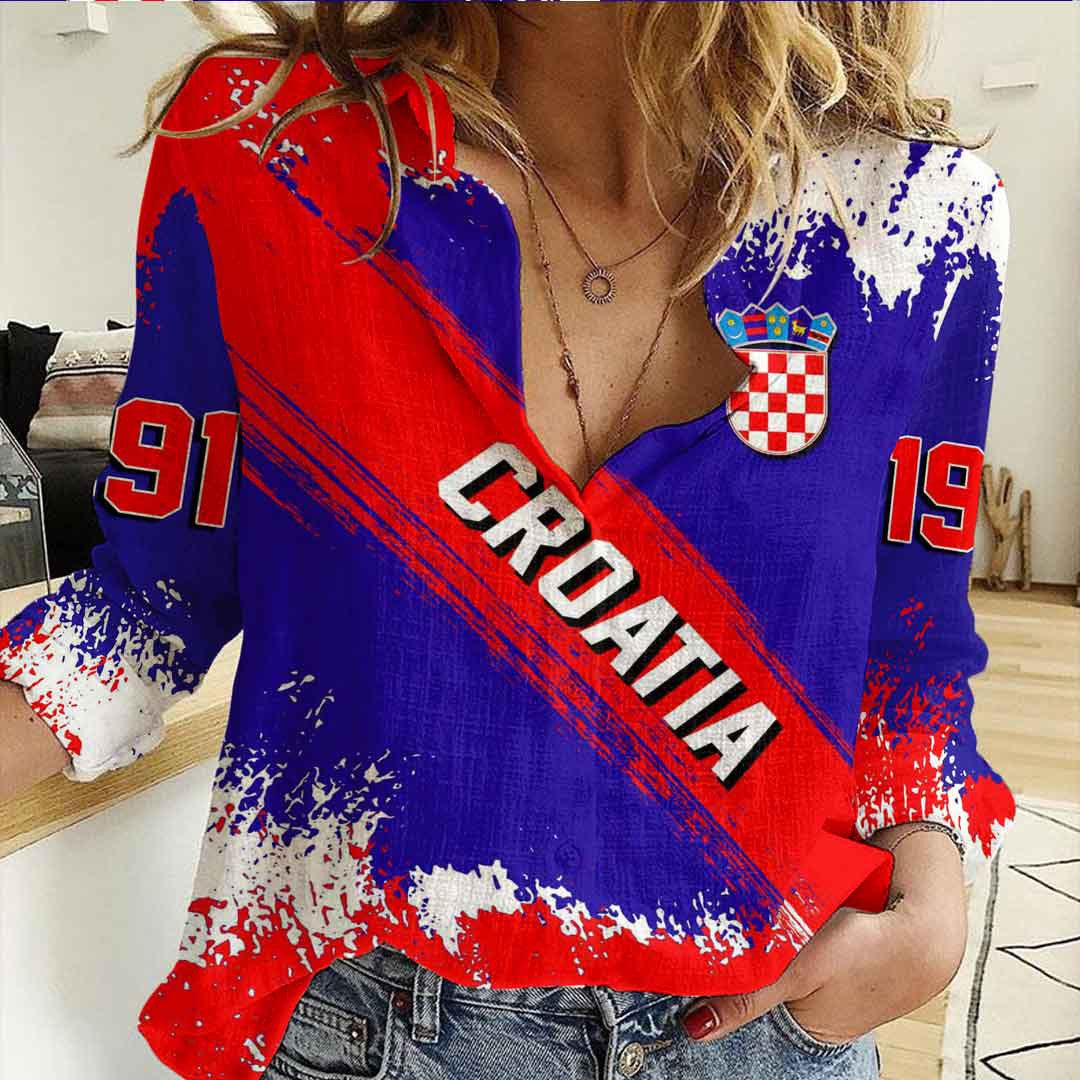 Clothing Croatia Founded Brush Pattern Women's Casual Shirt