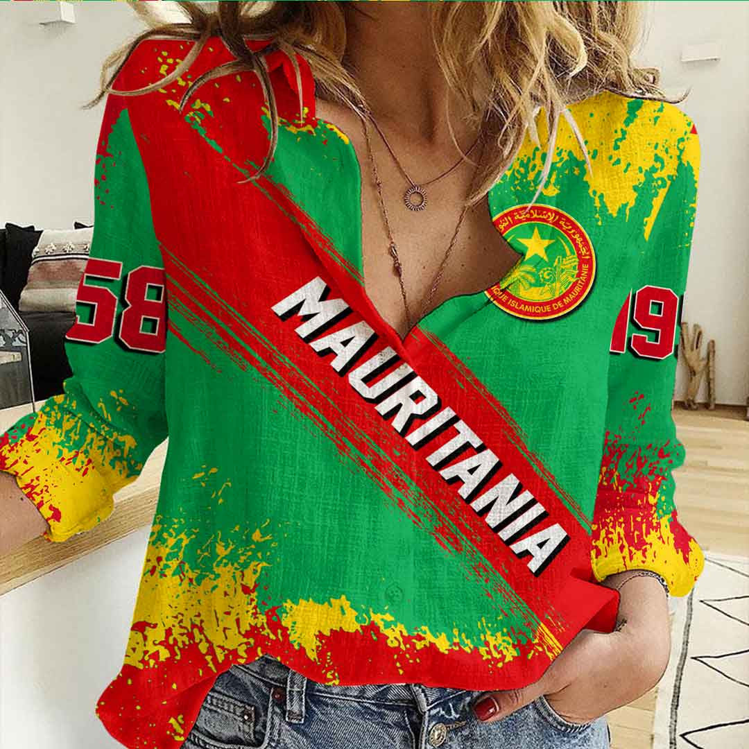 Clothing Mauritania Founded Brush Pattern Women's Casual Shirt