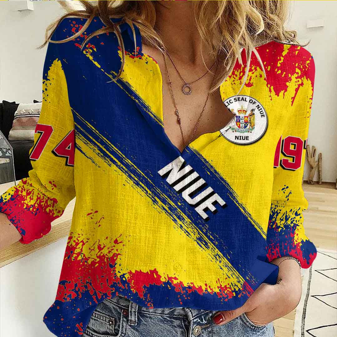 Clothing Niue Founded Brush Pattern Women's Casual Shirt