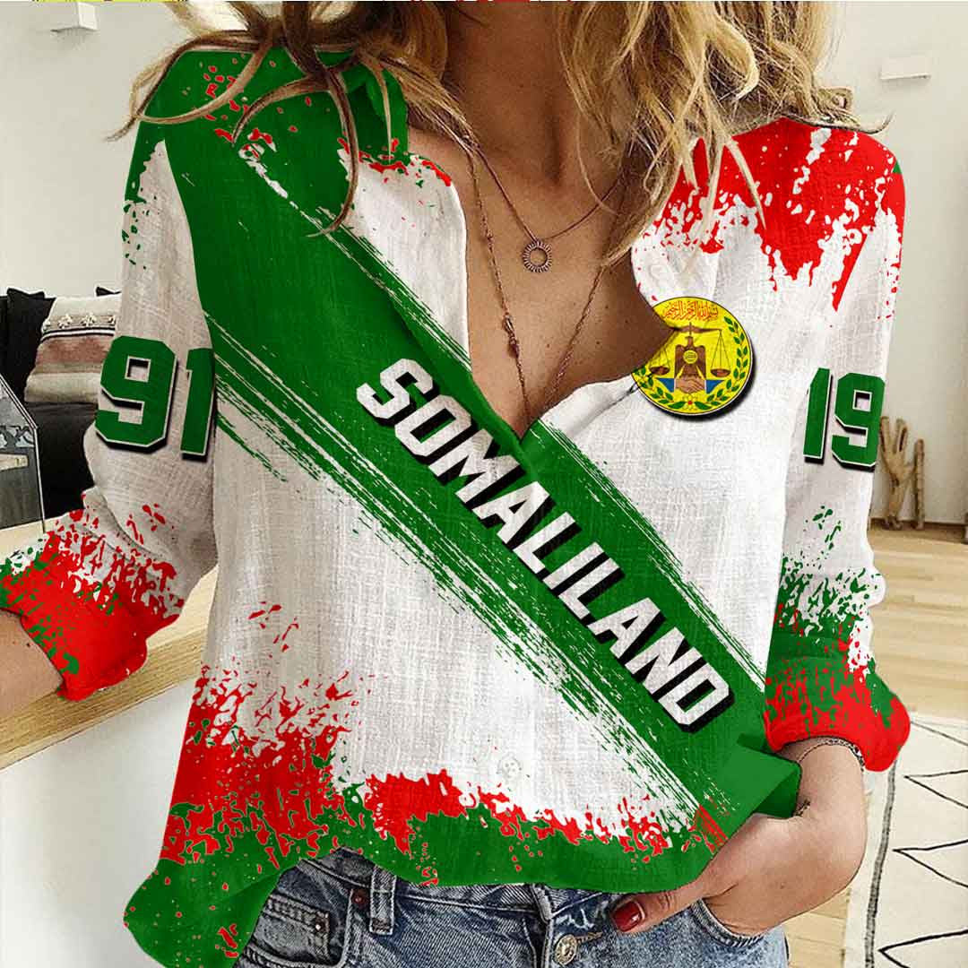 Clothing Somaliland Founded Brush Pattern Women's Casual Shirt