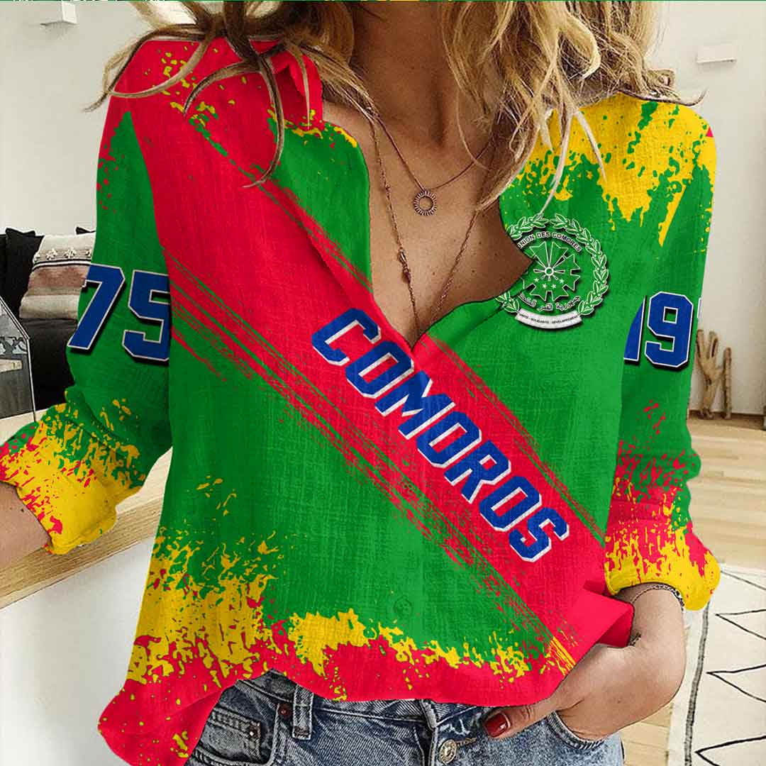 Clothing Comoros Founded Brush Pattern Women's Casual Shirt
