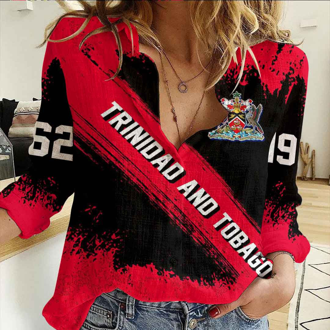 Clothing Trinidad and Tobago Founded Brush Pattern Women's Casual Shirt