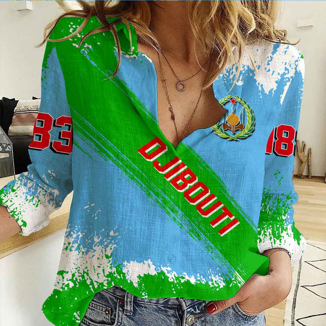 Clothing Djibouti Founded Brush Pattern Women's Casual Shirt