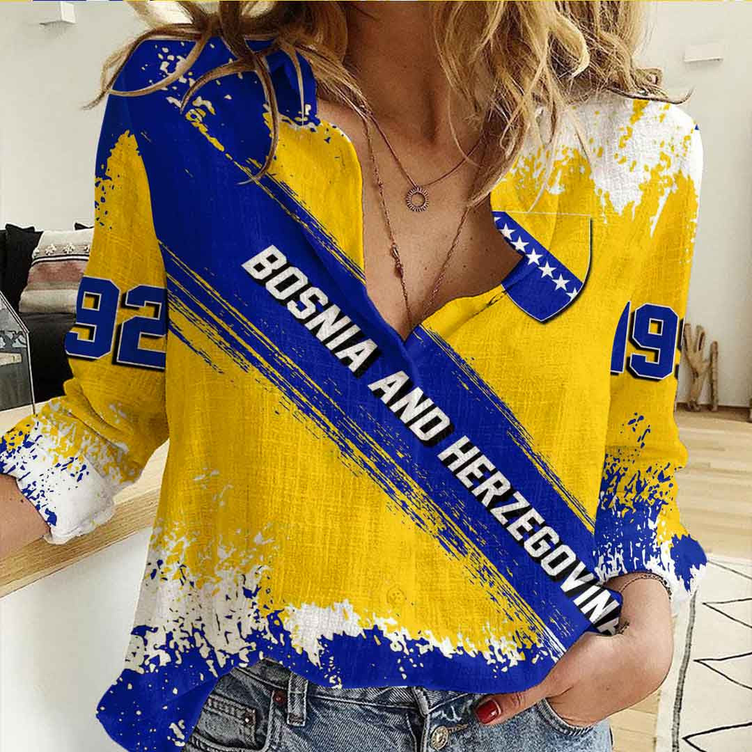Clothing Bosnia and Herzegovina Founded Brush Pattern Women's Casual Shirt