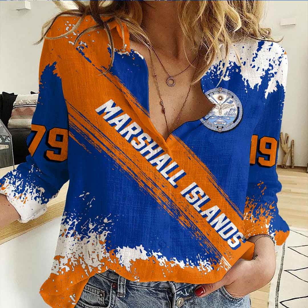 Clothing Marshall Islands Founded Brush Pattern Women's Casual Shirt