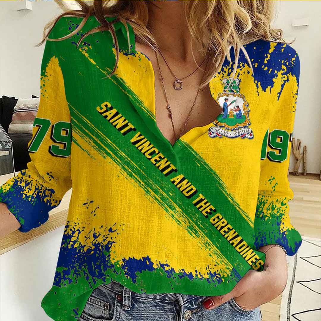 Clothing Saint Vincent and the Grenadines Founded Brush Pattern Women's Casual Shirt