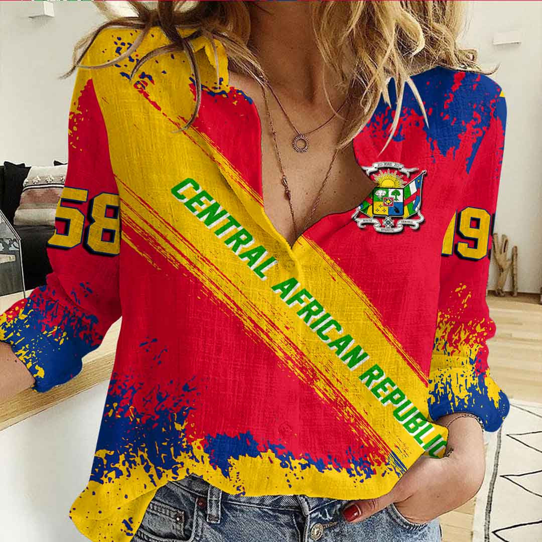 Clothing Central African Founded Brush Pattern Women's Casual Shirt