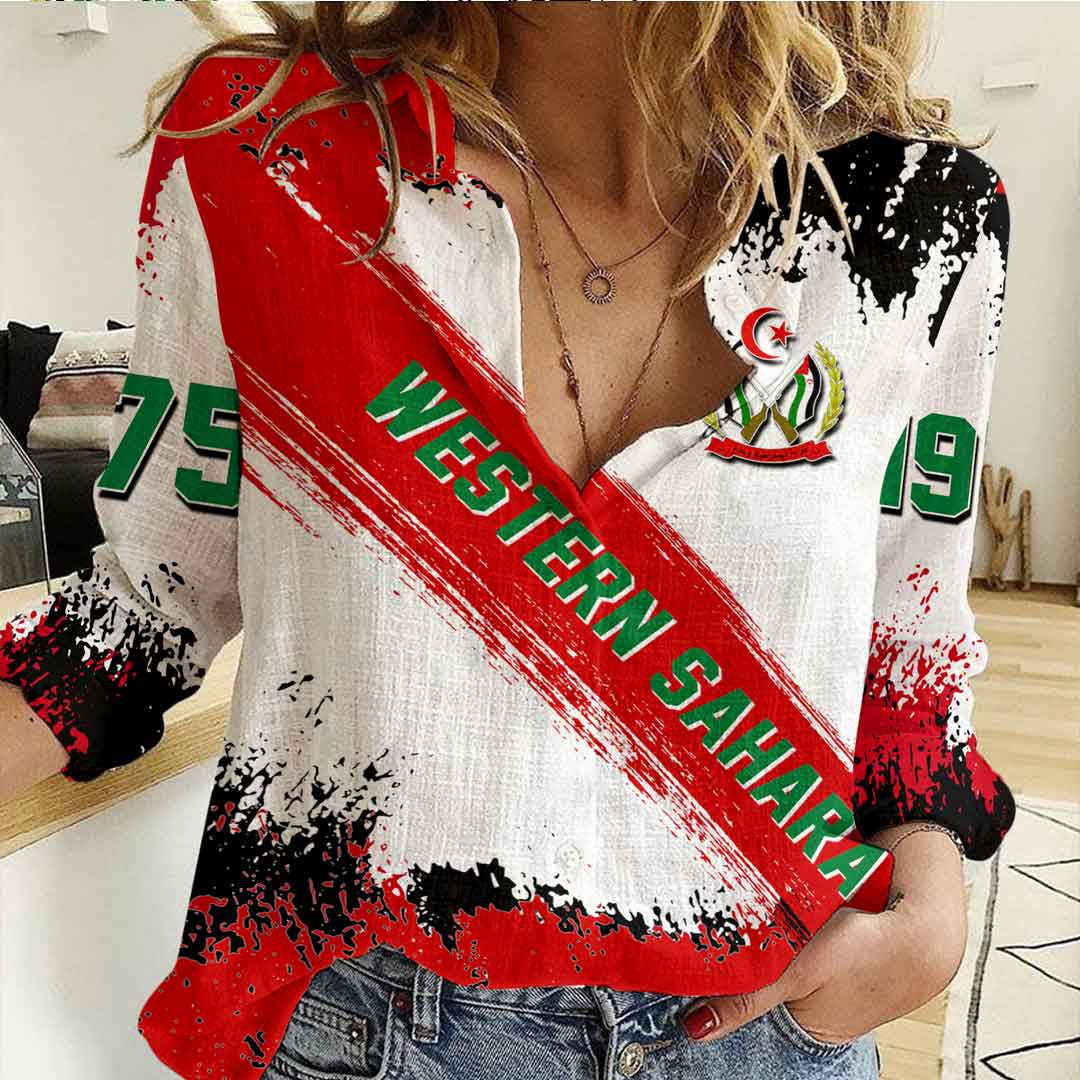 Clothing Western Sahara Founded Brush Pattern Women's Casual Shirt