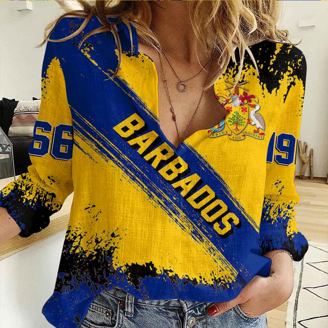 Clothing Barbados Founded Brush Pattern Women's Casual Shirt