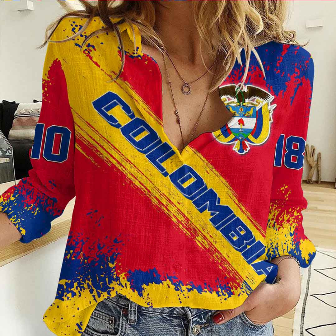 Clothing Colombia Founded Brush Pattern Women's Casual Shirt