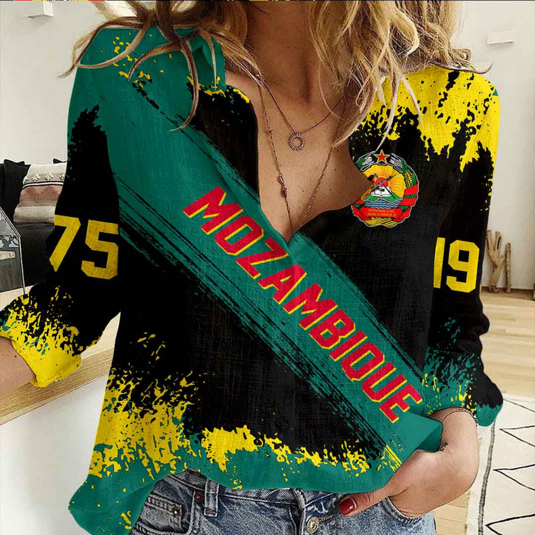 Clothing Mozambique Founded Brush Pattern Women's Casual Shirt